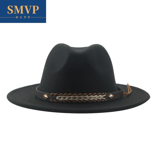 SMVP Tibetan top hat cowboy hat felt hat western cowboy woolen Tibetan hat ethnic style Xinjiang Tibet travel hat brown M (56-58cm)