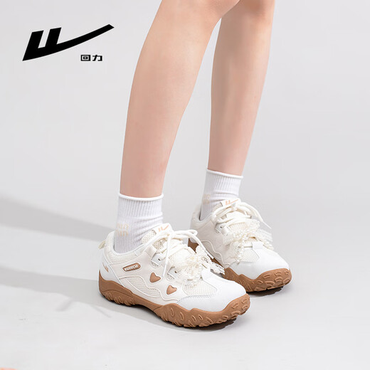 回力女鞋经典小白鞋轻便透气复古休闲鞋子女 L682C 米/卡其  36 