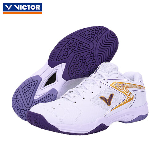 Victor Victor Victor Badminton Schuhe Männer und Frauen P9200TD Hochelastische und stabile Sportschuhe weiß und lila 42