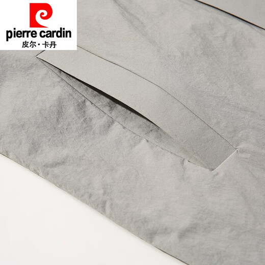 皮尔卡丹（pierre cardin）男装轻薄风衣男中长休闲上衣春秋新款浅色翻领商务修身外套 米灰色 M 170