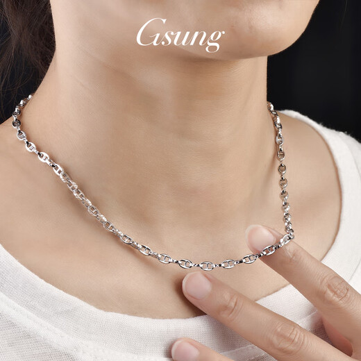 GsunG platinum necklace men's PT950 new style pig nose necklace fashionable shiny platinum women's necklace 8-character chain priced by gram contact before bidding