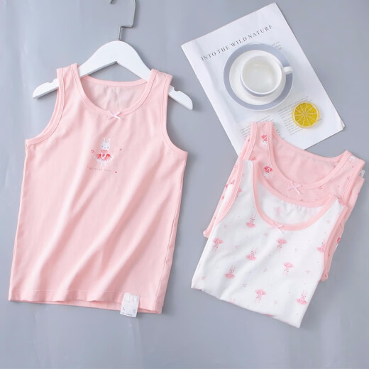 Girls' vest thin spring and autumn children's underwear for small, medium and large children underwear Lakulami little girl baby belly protection bottoming shirt top sleeveless cotton vest home clothes pajamas pink 120