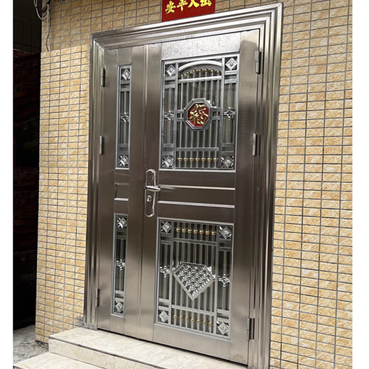 JRB家瑞堡304不锈钢防盗门大门双开门乡村安全门白钢门家用单门楼宇子母门 子母门款式1