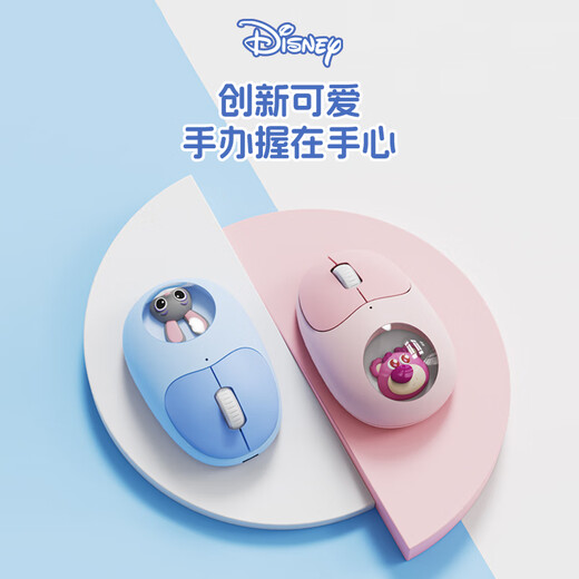 Ratón Bluetooth inalámbrico Disney (DISNEY) para niñas, modo dual compacto, recargable, oficina ergonómica, silencioso, atractivo, sensación cómoda, adecuado para computadoras portátiles, iPads, tabletas, sonido ligero, Judy-Blue, modo dual Bluetooth/batería de duración ultralarga/sensación cómoda