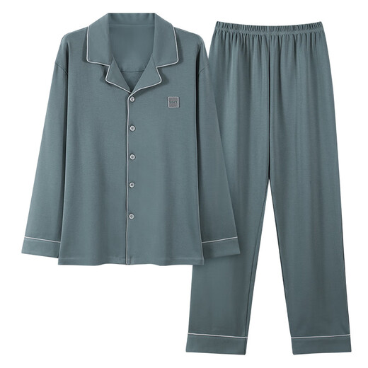 Modal Pyjamas Herren 100% reines Baumwoll Herbst -Strickjacken Langarmhosen Frühling und Herbststil Teenager großer Größe Revers Home -Kleidung Set L12213 L