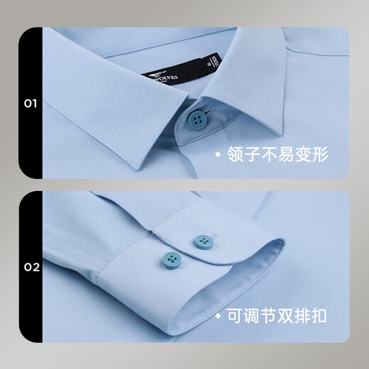 七匹狼长袖衬衫男秋季免烫易打理可机洗商务休闲柔软舒适职业男装上衣