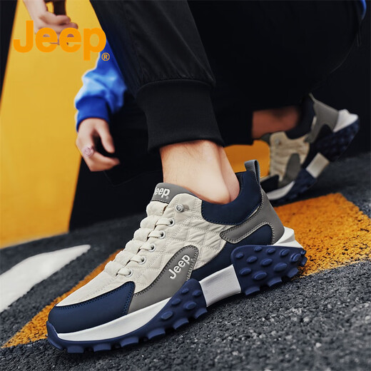 Jeep Herrenschuhe 2025 Neue Saison Mode Outdoor atmungsablöschbare lässige Schuhe Fahren Wanderschlneaker Wanderschuhe Männer 1428 Mailand [Lederoberfläche] 41