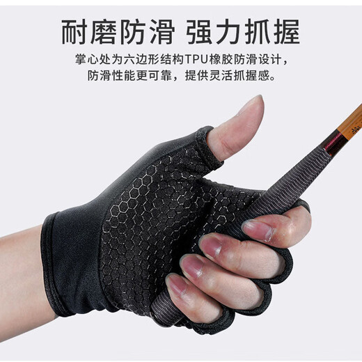 DAIWA DAIWA 23 autumn and winter DG-8023CS winter anti-slip fishing gloves, cold-proof and warm fingerless gloves, black - three fingers exposed (one size fits all)