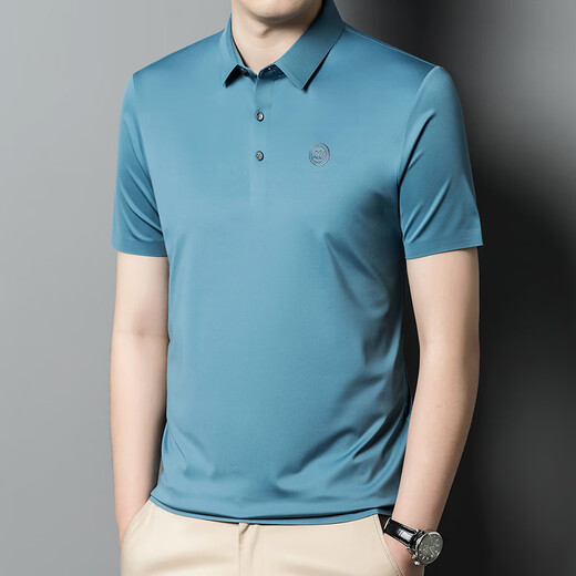 AJGNEAMAIN意大利轻奢高档男装夏季短袖POLO衫无痕商务休闲半袖纯色男士上衣 9859浅绿【无痕免烫抗皱】 XL 180/52【建议130-150斤】