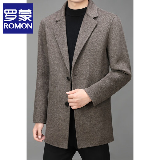 Romon doppelseitige Wolle Kaschmir Mantel Herrenanzug Halsband Geschäfte Casual Wollmantel Herrenmantelmantel Männer schwarz 3xl