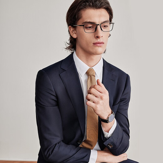 By Creations Perpin Wool Suit Men's Business Professional Formal Fit High-End Groomsmen's Dress Groom's Wedding Suit Navy Suit Size 48 For trousers size please consult customer service for remarks