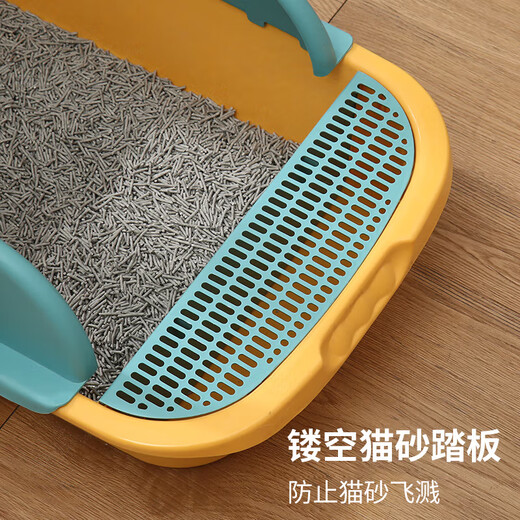 Wang Yejun cat litter box semi-enclosed top-in cat toilet to prevent splashing kitten adult cat cat litter box cat litter box with cat litter shovel large