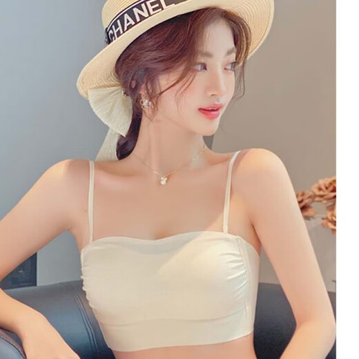 Guiqi tube top underwear for women to push up small breasts to prevent exposure and beautiful back 2025 new style wrapped chest camisole one-piece bra white tube top underwear milky white M (34/75ABC)