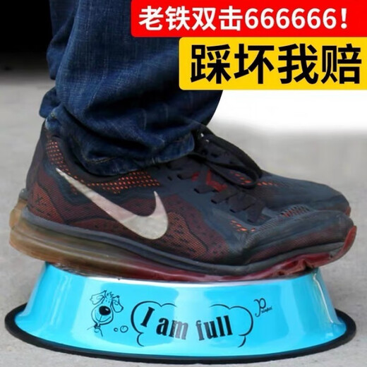 OIMG Stainless Steel Dog Bowl Golden Retriever Teddy Dog Bowl Cat Dog Food Bowl Labrador Anti-Slip Drinking Bowl Dog Food Bowl Blue (Random Pattern) XL-Extra Large (Recommended 40-80Jin Jin equals 0.5kg)