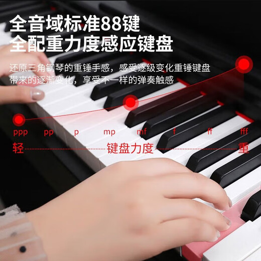 金色年代电钢琴88键重锤成人儿童电子钢琴家用练习初学者幼师专业数码钢琴 88键基础款典雅白 标配+大礼包+X琴架