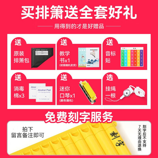 YTK易学排箫16管18管儿童专业演奏民族乐器小学生初学者入门专用排笛 16管粉色+送好礼