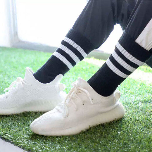 阿迪达斯 （adidas）袜子男袜女袜运动袜舒适透气健身训练休闲袜高帮长筒袜 FH6629黑色一双装 S-3538