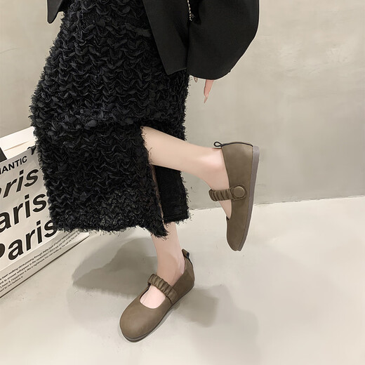 Saturday (St&Sat) Soft Sole Mary Jane Women's Single Slip-On Peas Flat Shoes Women's Shoes SSC111022D Camel 39