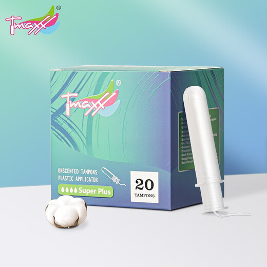 Tmaxx Tampon Catheter Type Sanitary Sanitary Cotton Cotton tonty Stick Menstruation Tampon Tampon Sanitary Tampon Farmed dans un grand tampon à flux (facile à transporter Style) avec une grande quantité de 20 pièces