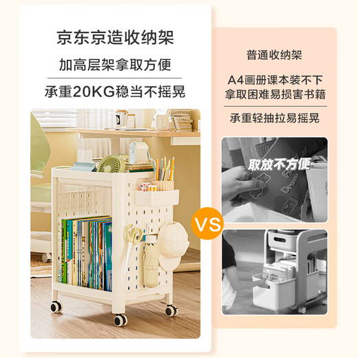 Made in Tokyo, simple school bag storage rack, mobile trolley, office under desk bookshelf, floor-standing snack storage rack, 2 layers