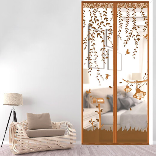 Shengshi Taibao anti-mosquito door curtain magnetic encryption summer punch-free door curtain living room hanging curtain partition two little monkeys 100*210