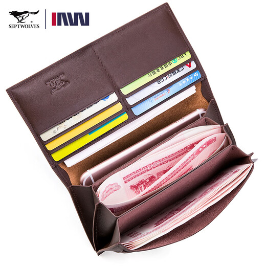 Sieben Wolf Wallet Herren Long Leder Herren Brieftasche für Männer integriert 2025 New Cowhide High-End Business Herren Brieftasche Neuer Stil gestartet