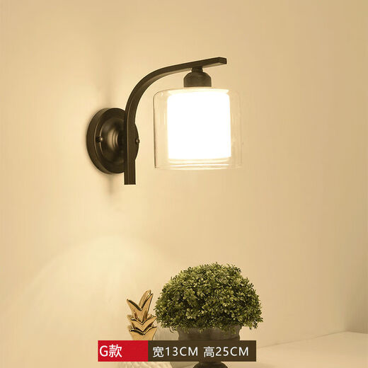 Yaotian Bedside Lamp Bedroom Home Wall Lamp Wall Mounted Staircase Master Bedroom Aisle Modern Simple Creative LED Lamp G Style Black Warm Light