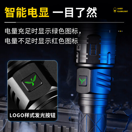 Skyfire flashlight, ultra-long battery life, ultra-bright laser patrol home outdoor emergency lighting for outdoor survival