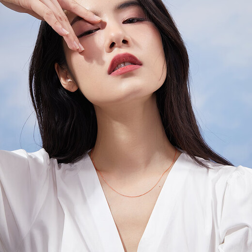 Saturday blessing 18K gold necklace women's Chopard chain color gold necklace plain chain birthday gift white 18K about 45cm