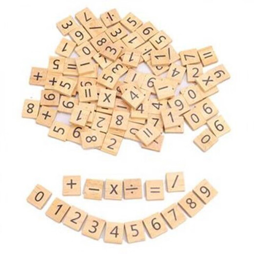 玩家小将数字卡片1-100纯数字0-9数字木方块儿童早教拼图游戏木片宝宝木块 18*20mm数字(100个)