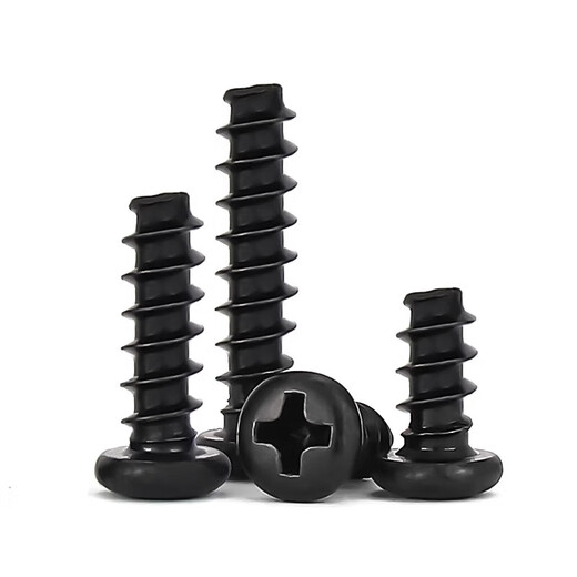 Jinchao PB hard iron carbon steel black round head cross flat tail self-tapping screw pan head small screw M1-M3M5mm M1*2 (1000 pieces)