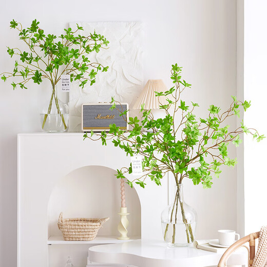 Flower e flow horse drunk wood simulation green plant Japanese hanging clock plant fake flower simulation flower indoor living room table decoration bouquet ornaments 110CM hanging clock 3 branches