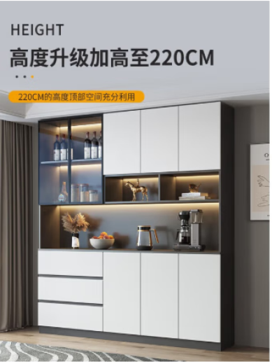 咏幻餐边柜高柜一体靠墙现代简约轻奢客厅餐厅家用茶水酒柜收纳储物柜 款式12240*40*220顺丰安装 双门