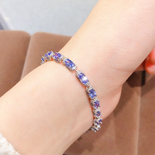 DRJEFUN natural tanzanite bracelet 5.4 carats 18 pieces size 3*5mm high clarity cornflower color Jingge Tanzanite chain 5.4 grams