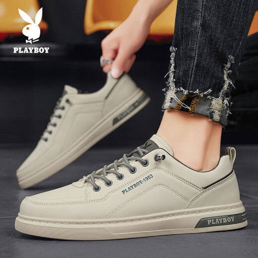 Playboy (Playboy) Herrenschuhe Herren 2025 Sommer lässige Schuhe Herren Trendy Board Shoes Herren Modegeschäft weiße Schuhe Beige 42