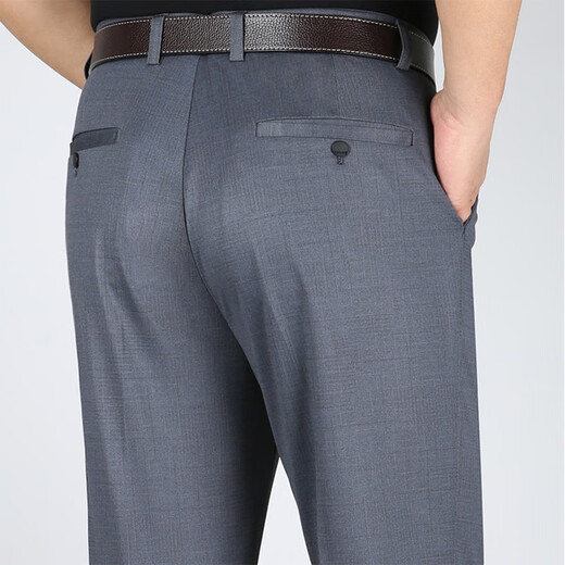 Junxinniao (junxinniao) sommer dünne dünne mittlere und ältere Freizeithosen hohe Taille losen Nicht-Eisen-Anti-Falten-Businesshosen Gerade Stretch Men's Hosen 687# Blau Größe 34 = 2 Fuß 7 Taillenumfang