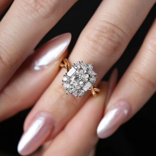 DidiZoo 18-cent gold electroplated oval 3 carat diamond ring for women dove egg luxury group set zircon live ring white gold & rose gold divided gold electroplating