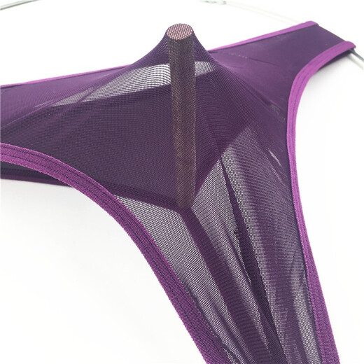 Private Shang New Men's Underwear Transparent Stretch Briefs Romantic Purple Sexy G-string T-Pants One Size 170Jin Jin is equal to 0.5kg within