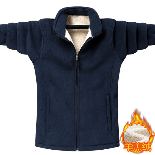 
JEANSWEST stand collar jacket men's spring and autumn simple solid color fleece loose trend autumn and winter jacket large size casual clothes trend B423-B8899 gray [added fleece] XL