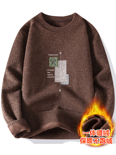 NASA WASSUP Integrierter Samtrunde Halspullover für Männer im Herbst und Winter 2024 Neuem samtig verdickter Fadenmantel Trend Koreanisch gestrickt