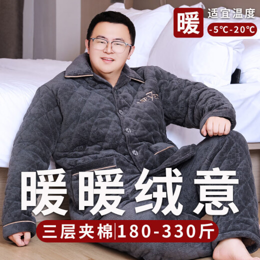 Jinzhi Shou Plus Fat Plus Size Pajamas de algodón de algodón Autumnia e invierno Coral Coral Velvet Flower La ropa casera 300 Jin [Jin iguala 0.5 kg] 880 Azul Oso Oso 5xl [sugerido 220-260 Jin [Jin equivale a 0.5 kg]]]