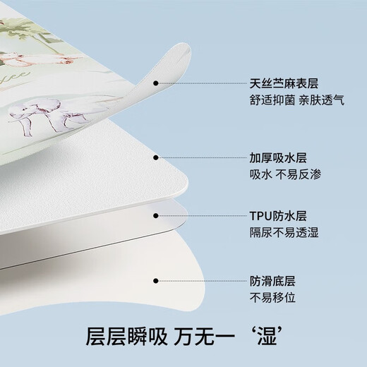嫚熙（EMXEE）婴儿可水洗隔尿垫新生儿宝宝大尺寸床垫防漏垫 苎麻隔尿垫 奇幻城堡【磨砂防滑】 70x90cm