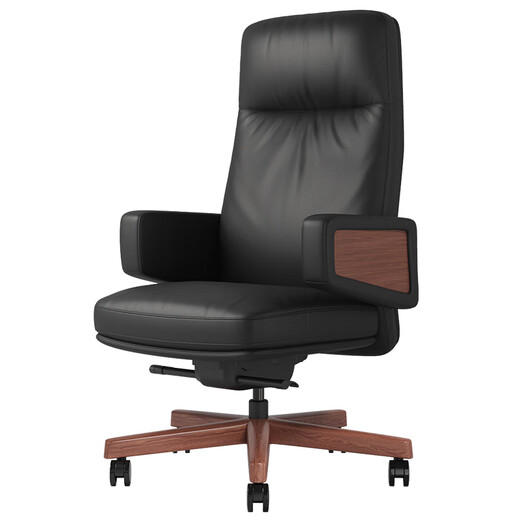 Furicco Genuine Leather Boss Silla Office Silla de clase grande Silla de oficinas de lujo de Light Silla de computadora en el hogar 3A Cowhide-Black (MND9901)