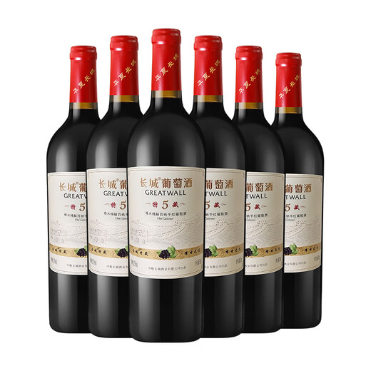 长城 特藏5橡木桶解百纳干红葡萄酒 750ml*6瓶 整箱装 