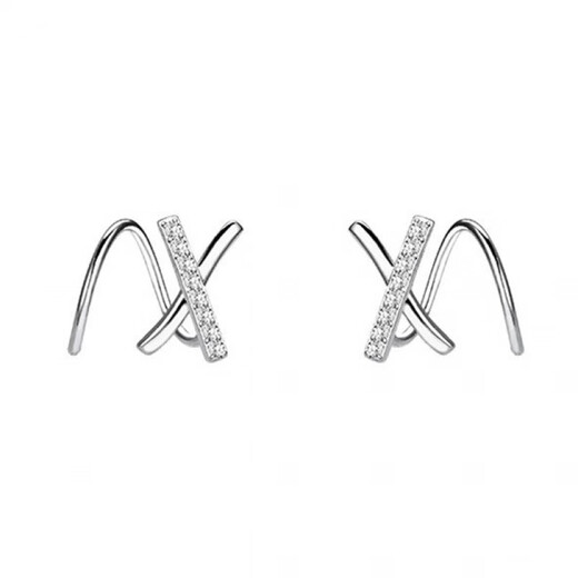Nilan platinum pt950 earrings platinum X-shaped earrings PT950 female niche design girl's birthday 520 gift X-shaped platinum earrings