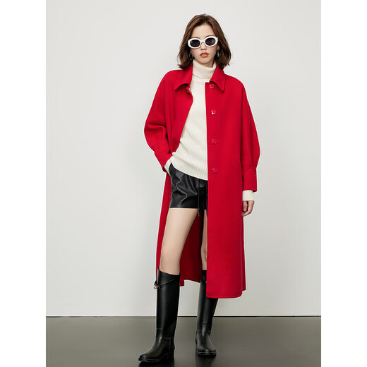 Gejin women's high-quality commuting style simple wool coat 9422181315 red L