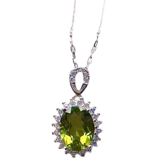 Fat Donglai's same peridot necklace new sunflower 2 carat pendant S925 silver inlaid gemstone pendant