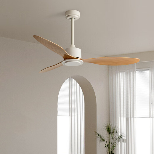 Weather Vane Moderner Industriestil Leichtes 56-Zoll-Deckenlüfter Restaurant Decke Einfacher elektrischer Lüfter Wohnzimmer Kommerzielle Lüfter Frequenzumwandlung 42-681A Schwarze 3 Blätter-Tiefe Holzkornblätter ohne Lampe Fernbedienung