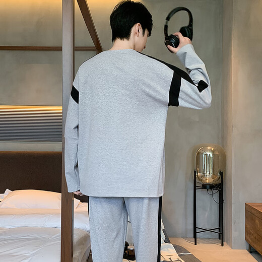 Kiargo Nouveau pyjamas pour hommes au printemps et à l'automne à manches longues adolescents à manches à manches longues minces simples de vêtements de grande taille de grande taille Yex9902 Taille XL masculine appropriée (175 cm) 140jin [Jin est égal à 0,5 kg]