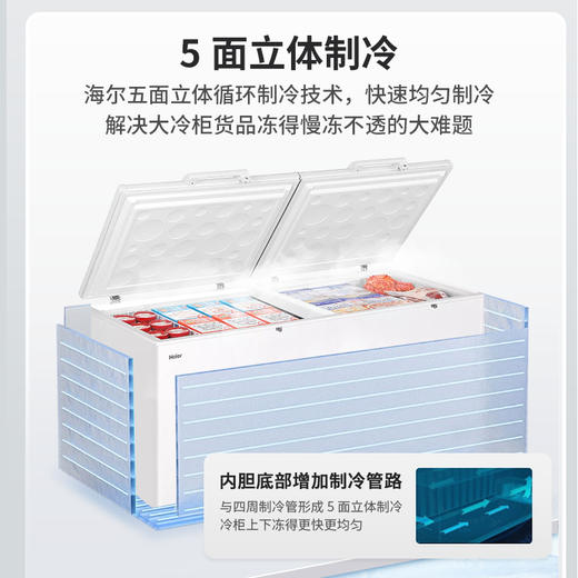 海尔（Haier）冰柜卧式商用大冰柜大容量大冷冻柜500升以上超低温双开门海鲜速度冰柜雪柜带锁脚轮 830升 零下38度速冻BC/BD-830HCZ